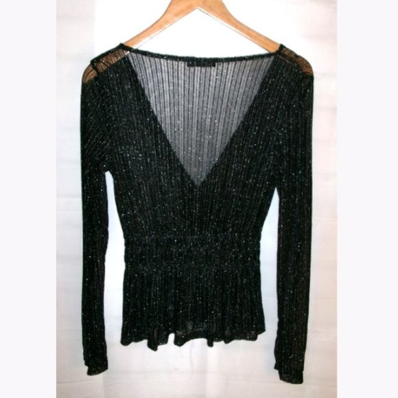 Shein Ruffle Hem Glitter Mesh Peplum Top - Size M - Picture 3 of 4